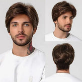 peruca masculina lace curta natural realista